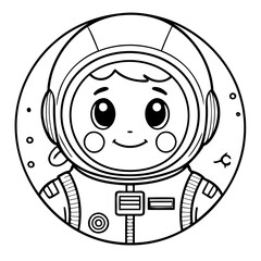 Cute vector illustration Astronaut hand drawn for kids coloring page