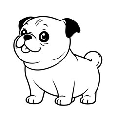 Simple vector illustration of Pug drawing for kids page