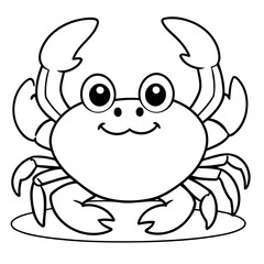 Cute vector illustration Crab drawing for kids colouring page
