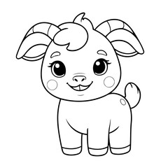 Cute vector illustration Goat hand drawn for kids page