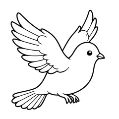 Vector illustration of a cute Dove doodle for toddlers colouring page