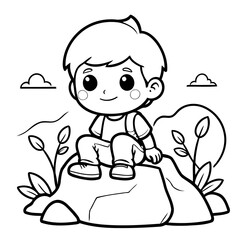 Vector illustration of a cute Boy drawing for toddlers book