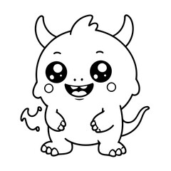 Simple vector illustration of Monster drawing for kids colouring page