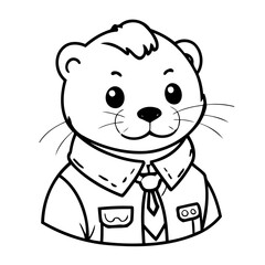 Cute vector illustration Otter colouring page for kids