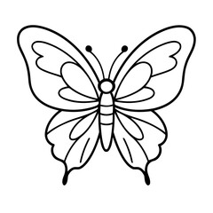 Simple vector illustration of Butterfly hand drawn for kids coloring page