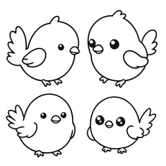 Vector illustration of a cute Bird doodle drawing for kids page
