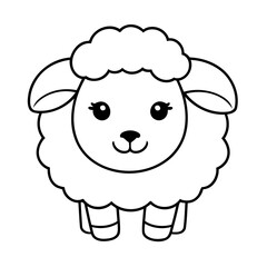 Simple vector illustration of Sheep for kids coloring page