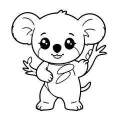 Naklejka premium Cute vector illustration Koala doodle colouring activity for kids