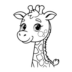 Cute vector illustration Giraffe doodle for kids colouring page