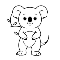 Naklejka premium Cute vector illustration Koala doodle for toddlers coloring activity