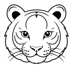 Simple vector illustration of Tiger drawing colouring activity