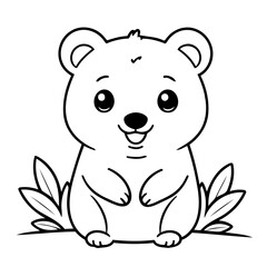 Cute vector illustration quokka drawing for toddlers coloring activity