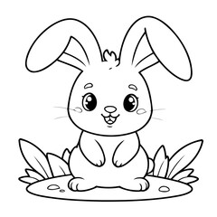 Vector illustration of a cute bunny drawing colouring activity