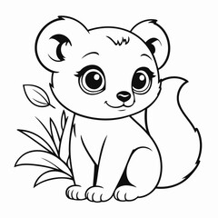 Cute vector illustration lemur for kids coloring activity page