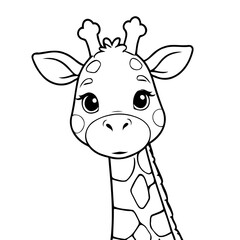 Simple vector illustration of giraffe drawing for toddlers colouring page