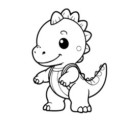 Vector illustration of a cute Dino drawing for kids colouring page