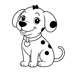 Simple vector illustration of Dalmatian drawing for kids colouring page