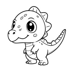 Cute vector illustration Dino drawing for kids colouring page