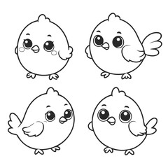 
Cute vector illustration Bird doodle colouring activity for kids