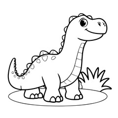 Cute vector illustration Dino doodle for toddlers colouring page