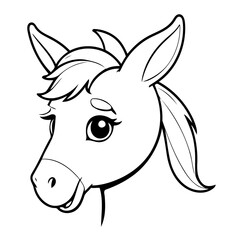 Simple vector illustration of Donkey drawing for toddlers book