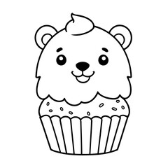Cute vector illustration Bear for toddlers colouring page