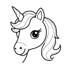 Vector illustration of a cute Unicorn drawing for toddlers coloring activity