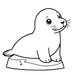 Simple vector illustration of Seal for kids coloring page