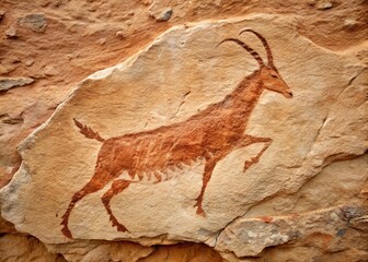 ancient rock painting of  goat