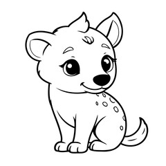 Cute vector illustration Hyena hand drawn for kids page