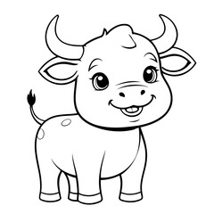 Simple vector illustration of Bull drawing colouring activity