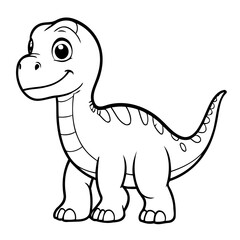 Naklejka premium Simple vector illustration of Dino colouring page for kids