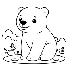 Vector illustration of a cute Polarbear drawing for colouring page