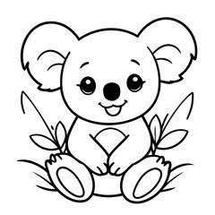 Cute vector illustration Koala hand drawn for kids page