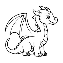 Vector illustration of a cute Dragon drawing for colouring page