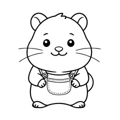 Vector illustration of a cute Hamster doodle for toddlers colouring page