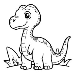 Cute vector illustration Dino drawing for toddlers coloring activity