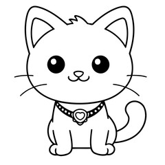 Simple vector illustration of Cat doodle for toddlers worksheet