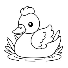 Simple vector illustration of Swan drawing for toddlers book