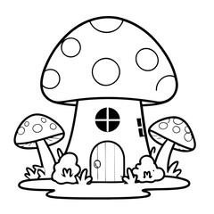 Cute vector illustration mushroom for kids colouring page