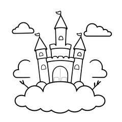 Vector illustration of a cute Castle doodle colouring activity for kids