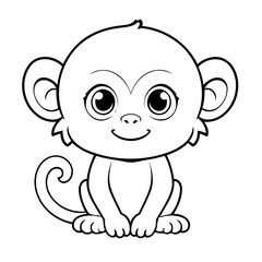 Cute vector illustration Monkey drawing for kids colouring activity