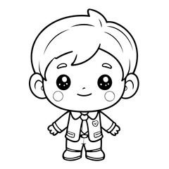 Simple vector illustration of School drawing for toddlers coloring activity