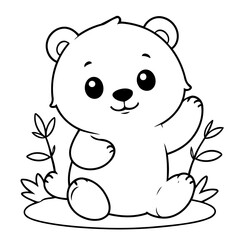 Cute vector illustration bear drawing for kids page