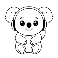 Vector illustration of a cute Koala drawing for colouring page