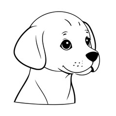 Vector illustration of a cute labrador drawing for colouring page