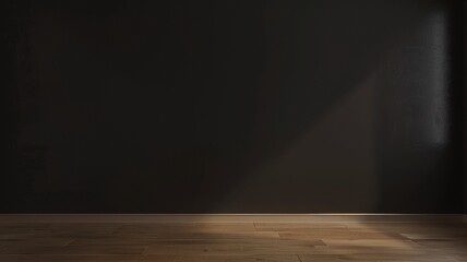 Minimalistic background of floor and dark wall of the room. Minimalist design.