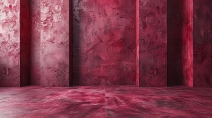 Minimalistic background of the floor and burgundy wall of the room. Minimalist design.