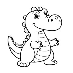 Cute vector illustration crocodile hand drawn for kids coloring page
