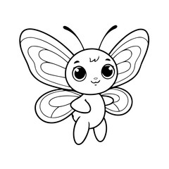 
Vector illustration of a cute butterfly drawing for toddlers coloring activity